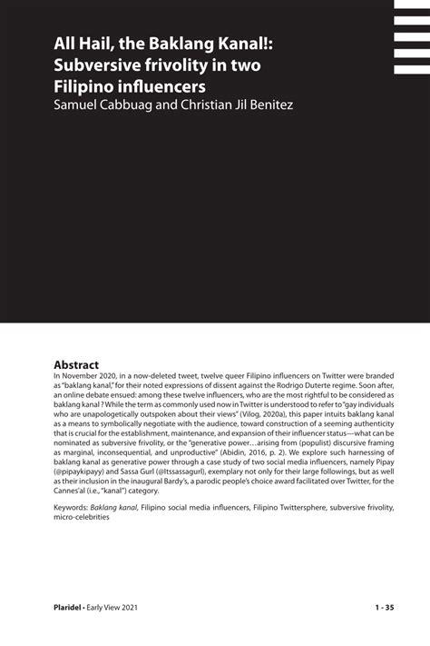 (PDF) All Hail, the Baklang Kanal!: Subversive frivolity .